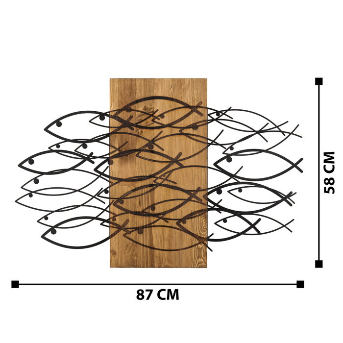 Wallity Fish Accesorio decorativo de pared Negro y Nogal